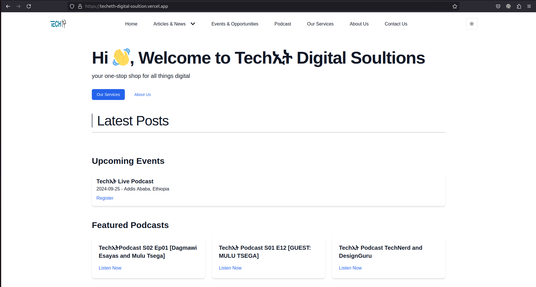 Techeth Website screenshot